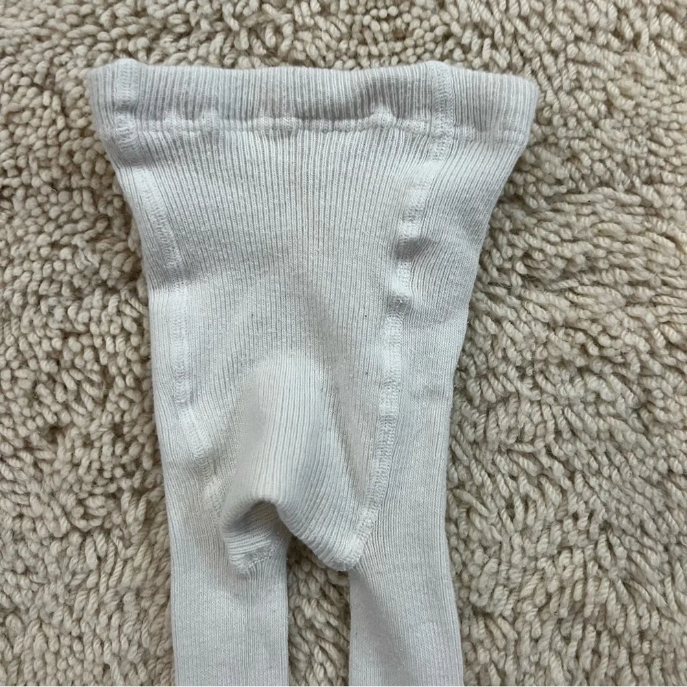 Hanna Andersson | Ribbed White Knit Footless Tights